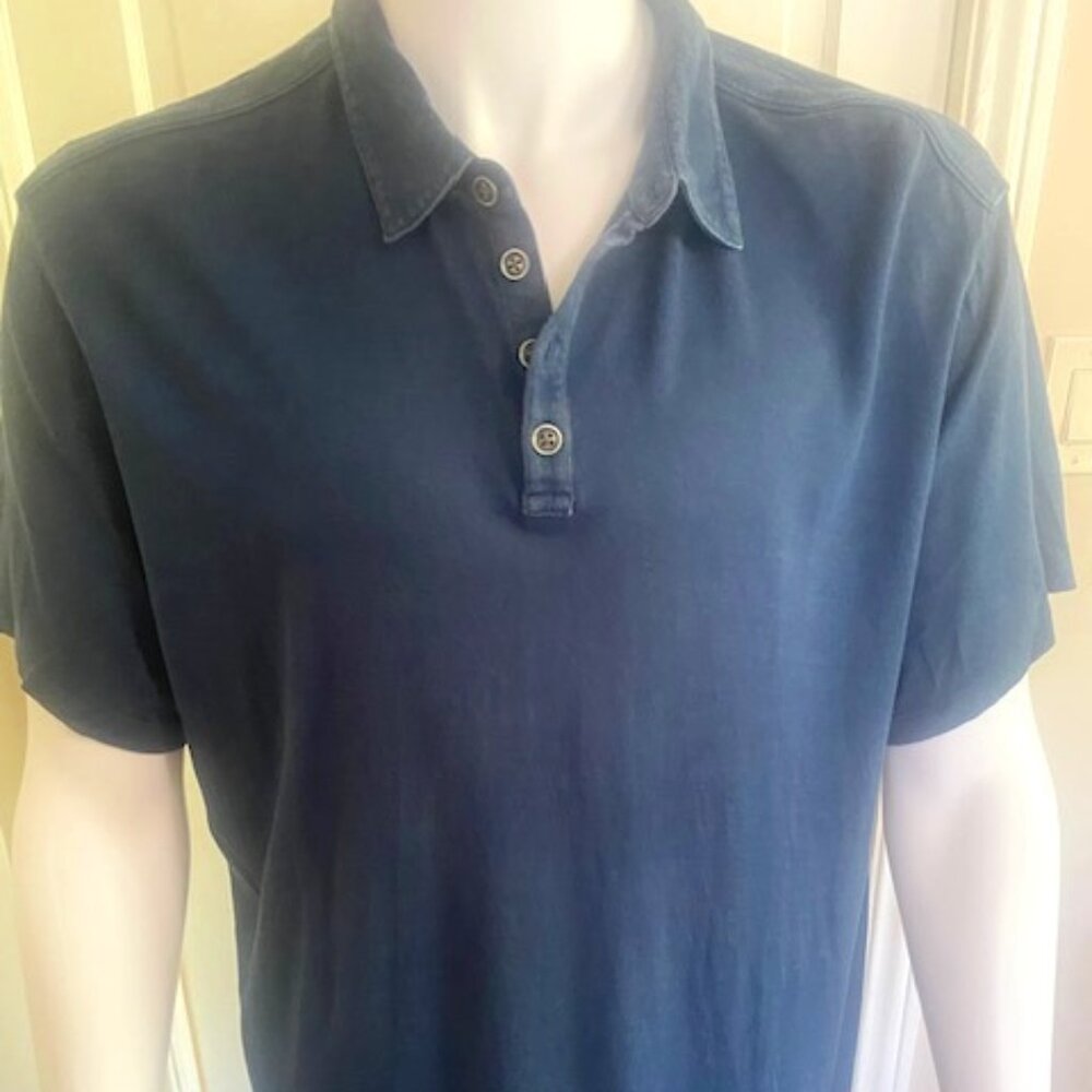 Men's John Varvatos Navy Silk Blend Short Sleeve Polo XXL